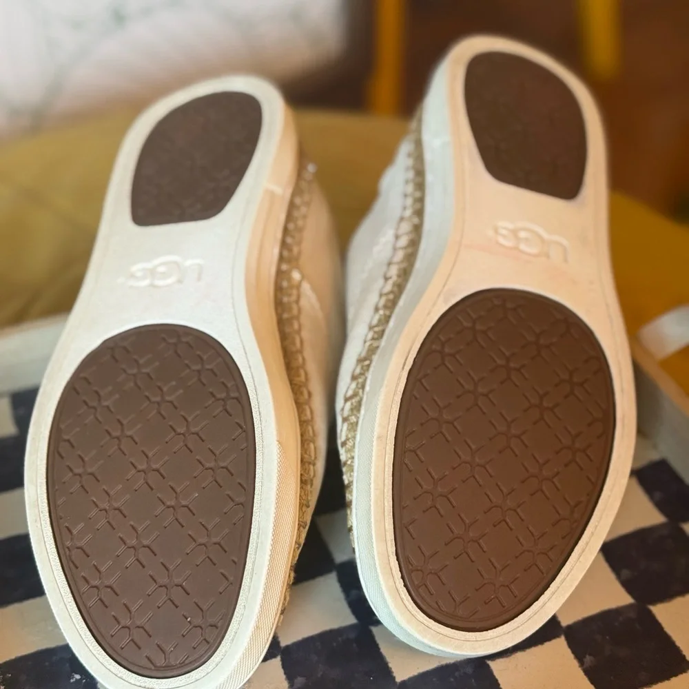 UGG White Canvas Espadrille Shoes